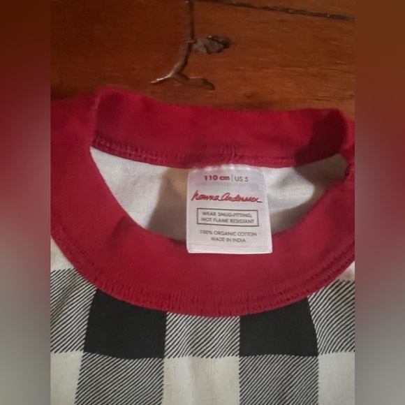 Hanna Anderson black white plaid long sleeve top toddler size 5 - Picture 4 of 5